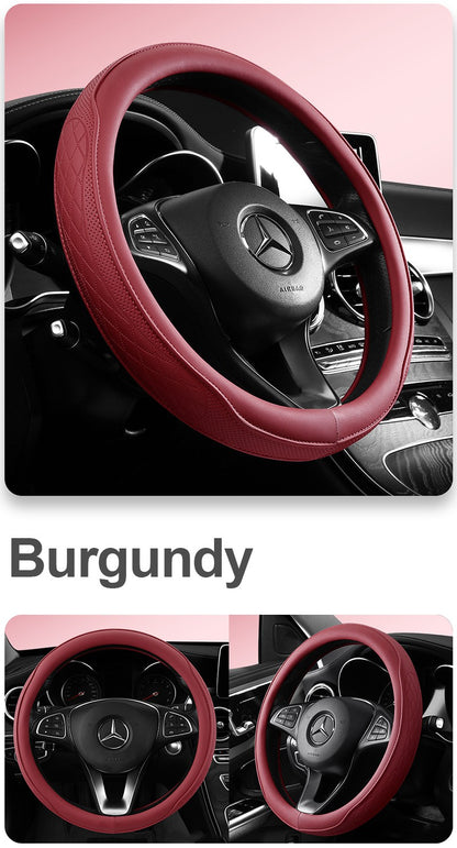 Motocovers Car  Anti-Slip Leather Steering wheel Cover Universal car Steering Wheel Protective Cover Fashion Style 38cm Type O D