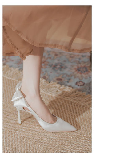 Wedding Heels Women Luxury Brand Design String Bead Pearls High Heels Ladies Sexy Elegant Pointed Toe White Black Pumps2025