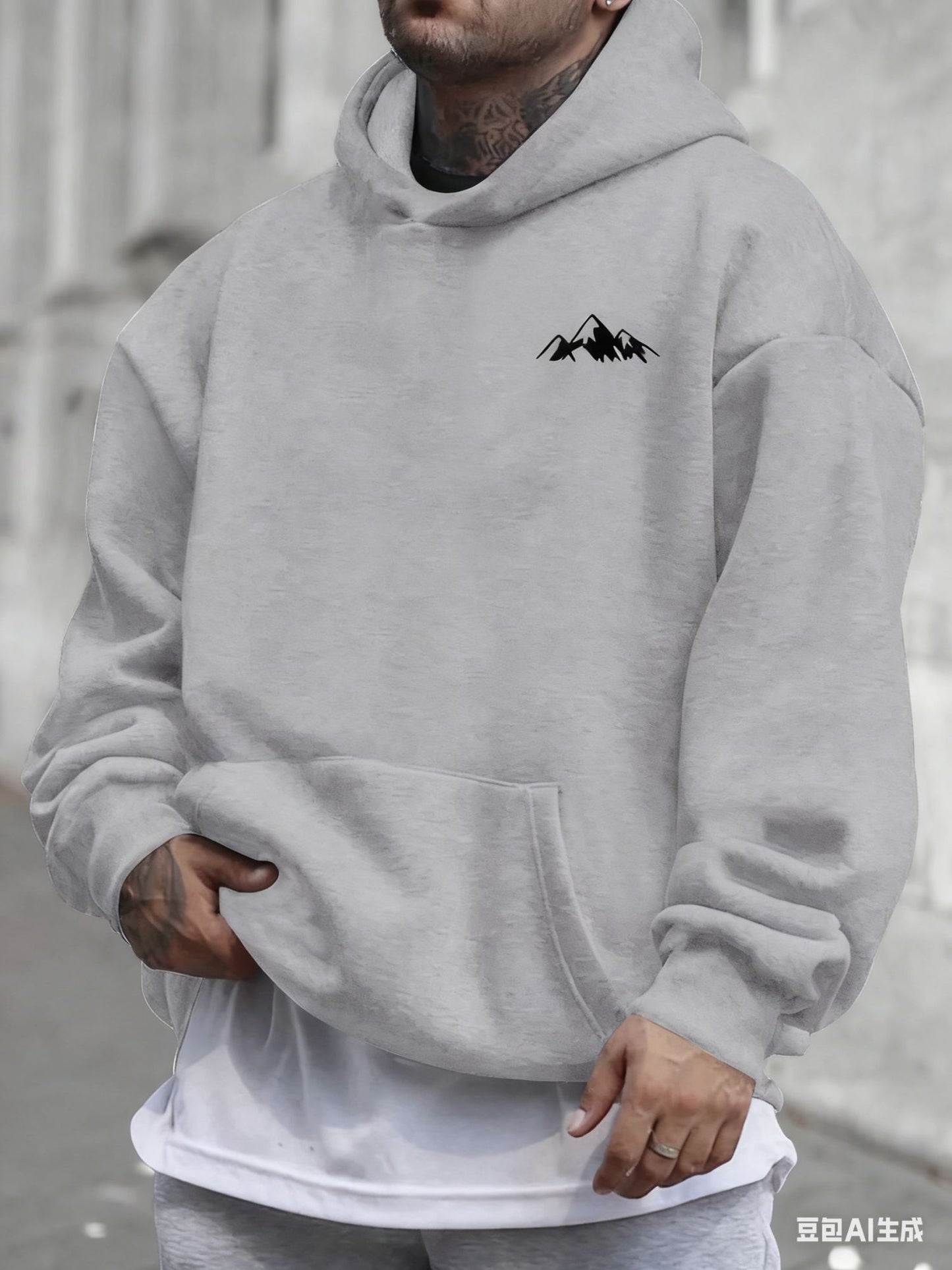 Men's Casual Pink Hoodie Fashionable Pattern Long Sleeve Regular Fit Casual Wear Hoodie Front Blended Hoodie