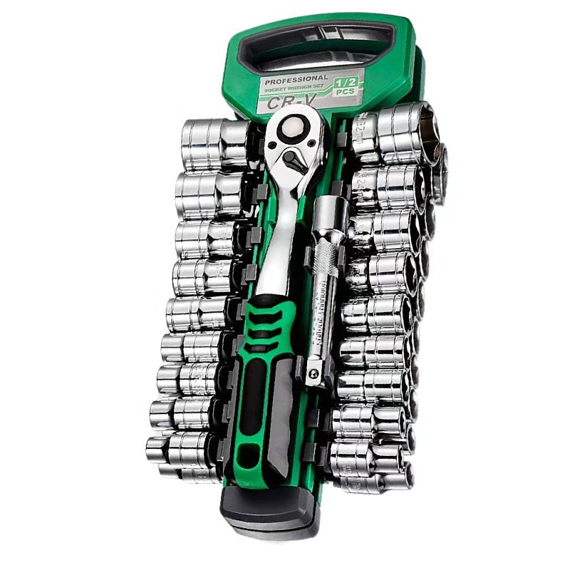 Jogo de Soquetes 72 Peças 1/4"-3/8"-1/2", Chave Catraca Compacta para Reparo Automotivo e Mecânico