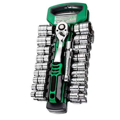 Jogo de Soquetes 72 Peças 1/4"-3/8"-1/2", Chave Catraca Compacta para Reparo Automotivo e Mecânico