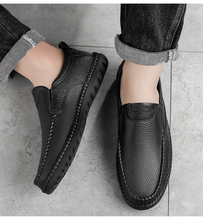 High Quality Leather Men Casual Shoes Breathable Mens Loafers Italian Luxury Brand Formal Mens Dress Shoes Slip-on Driving Shoes
