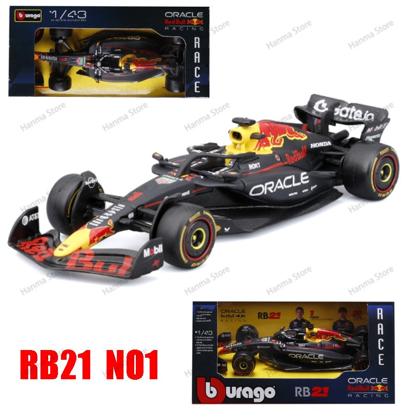 Bburago 1:43 Carro de Fórmula 1 McLaren Mercedes Ferrari SF25 Redbull Racing AlpineA525 Miniatura Colecionável de Metal Fundido Verstappen