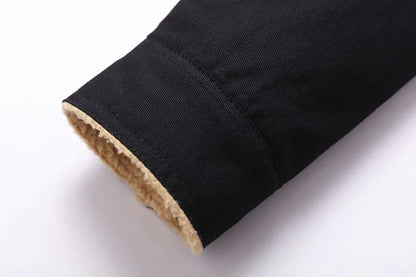 New Winter Men's Bomber Jacket High-quality Plush Thicken Wool Cargo Jackets Lapel Button-up Thick Warm Coat for Men Outwear 5XL