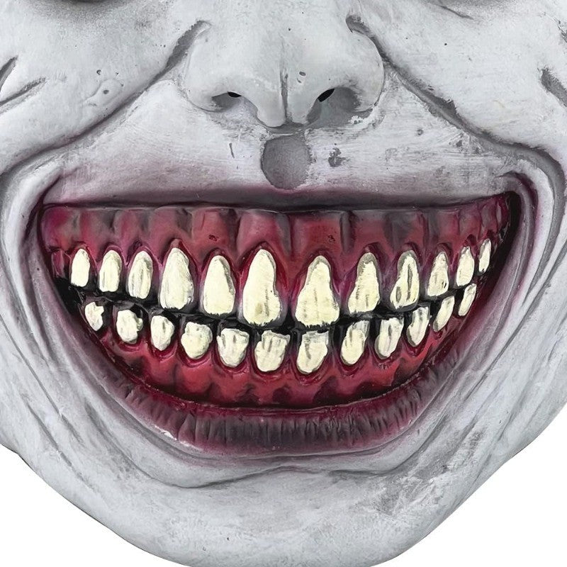 Scary Demon Halloween Mask Creepy White Face Cover Cosplay Prop for Haunted House Horror Party Costume Dress Up