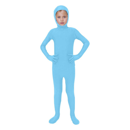 Kids Invisibility Jumpsuits Role Play Tights Full Body Suit Solid One-Piece Jumpsuit Halloween Costume Funny Romper Performance