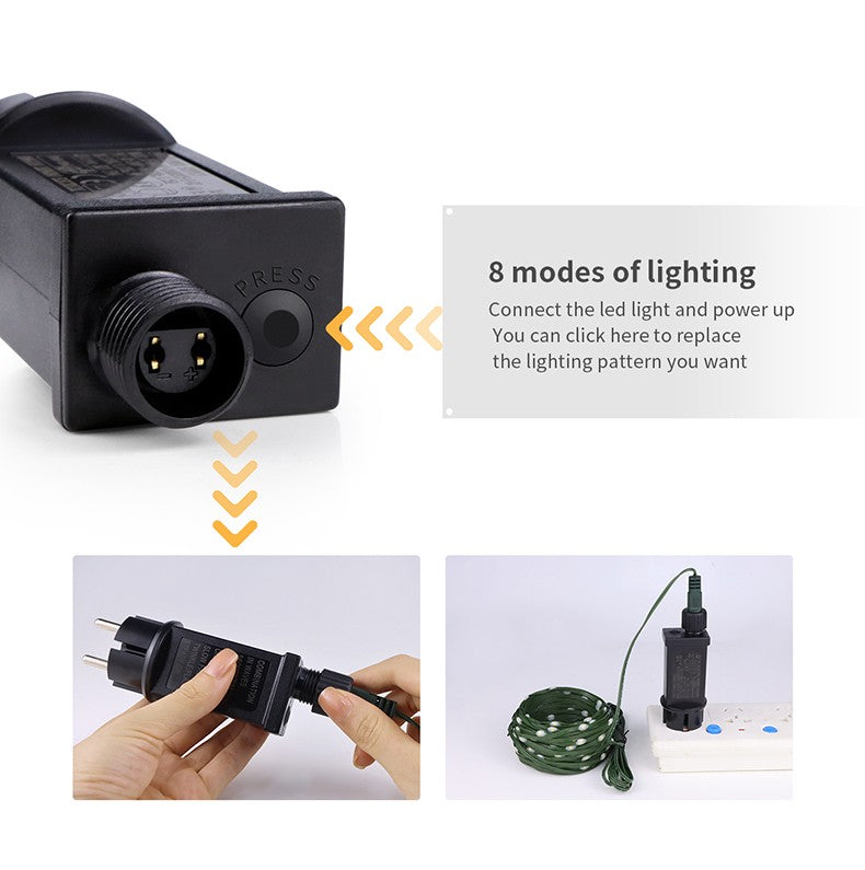 Outdoor LED Christmas Lights Green Wire Leather 24V Fairy Lights String Waterproof Garden Party Wedding Garland Decor New Year Q