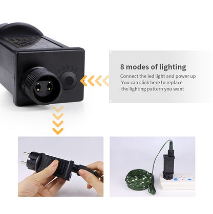 Outdoor LED Christmas Lights Green Wire Leather 24V Fairy Lights String Waterproof Garden Party Wedding Garland Decor New Year Q
