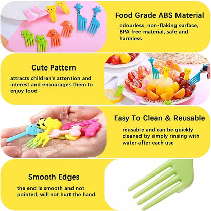 Mini Garfos de Fruta para Crianças Animais Fofos Palitos para Lanches com Cortador de Vegetais Conjunto de Divisórias de Silicone para Lancheira