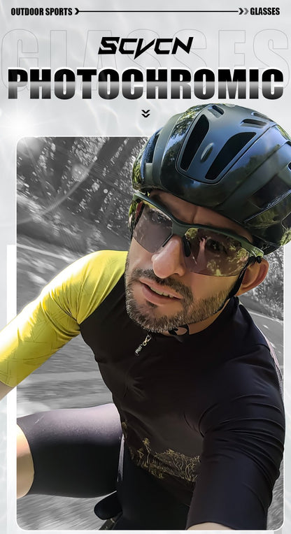 SCVCN Photochromic Cycling Sunglasses Bike Glasses Mountain Bicycle Hiking Golf UV400 Sports Glasses for Men Women Baseball