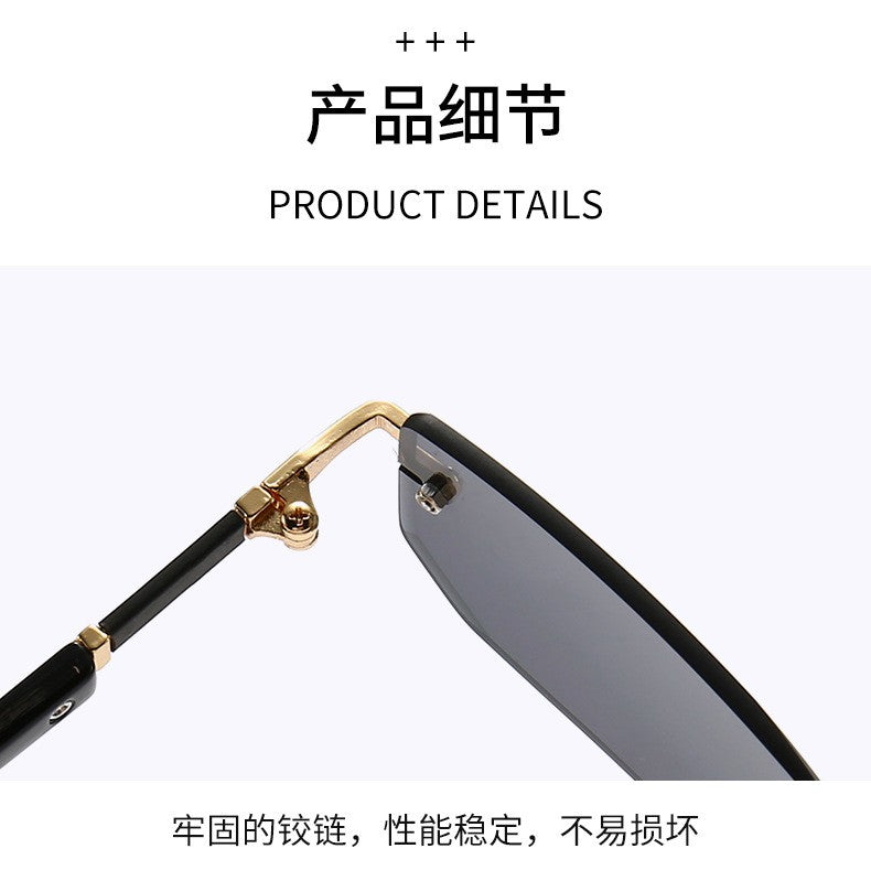 Rimless Sunglasses Rectangle Fashion Popular Women Men Shades Small Square Sun Glasses for Female Male Summer Traveling Oculos