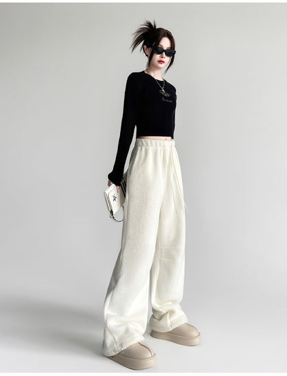 2025 New Winter Velvet Thick Pants Men Warm Straight Casual Pants Streetwear Loose Wide Leg Pants Thicken Lamb Wool Trousers