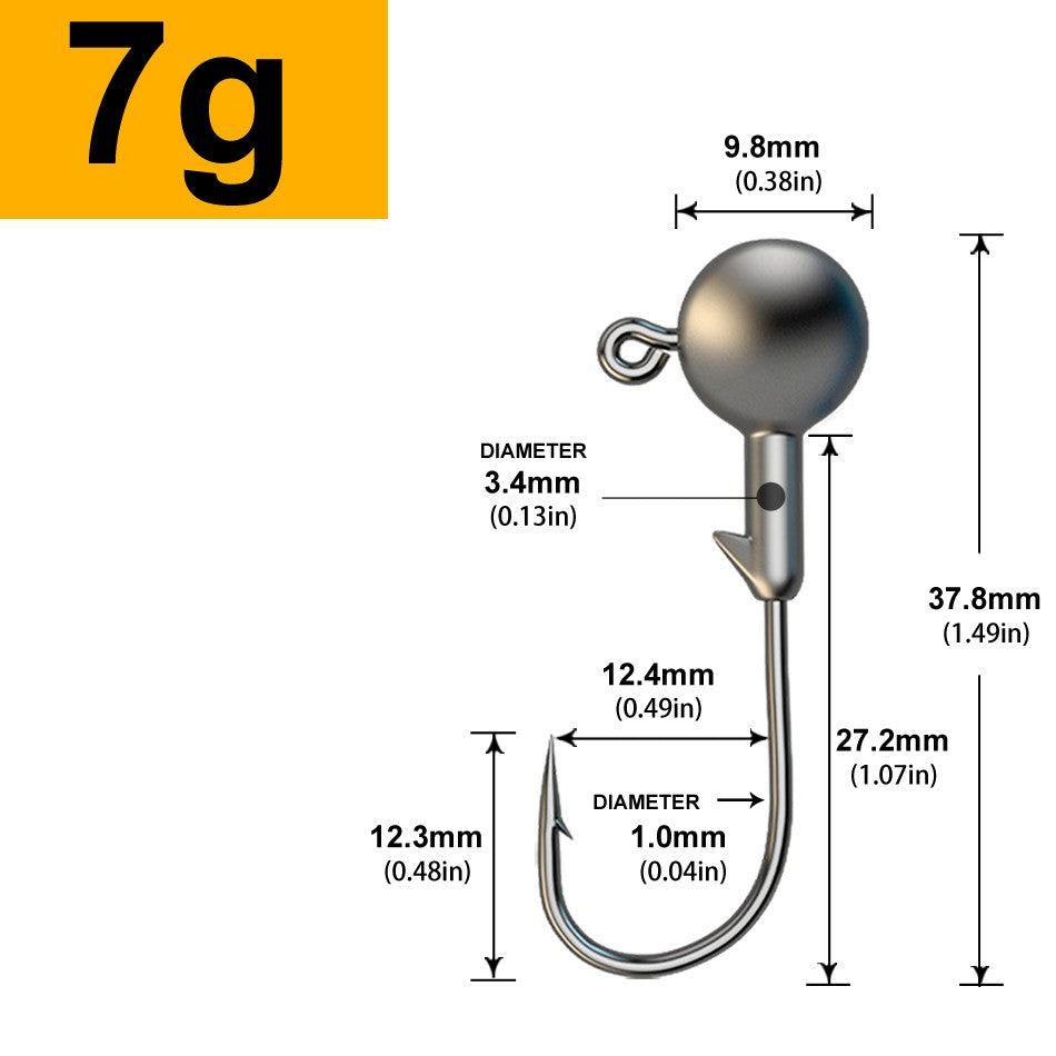 MrLurion 30pçs 1g 2g 3g 5g 10g 14g 18g 22g 25g 28g Anzol tipo jig head, anzol redondo para iscas soft e crank