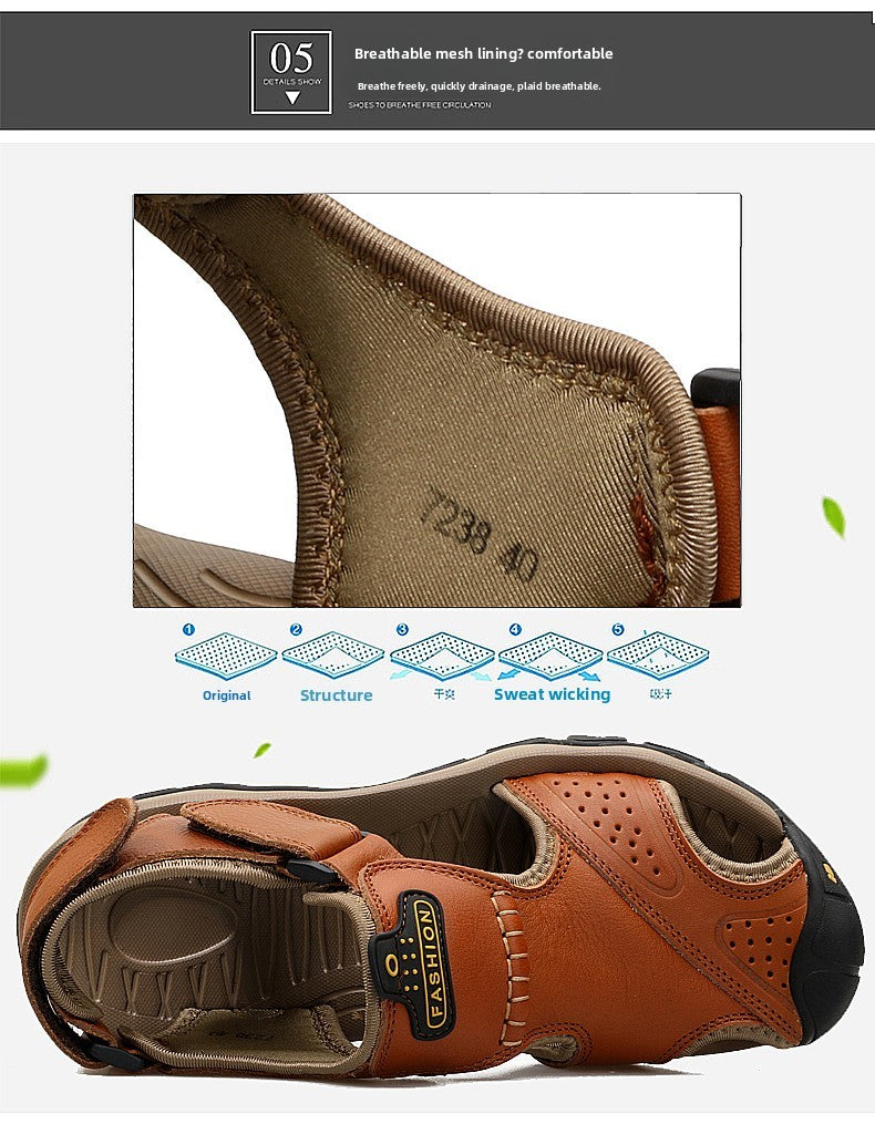 2025 Man's shoes Genuine Leather Men Sandals Summer Men's Shoes Outdoor Water Shoes Leather Sandals For Men men summer sandals