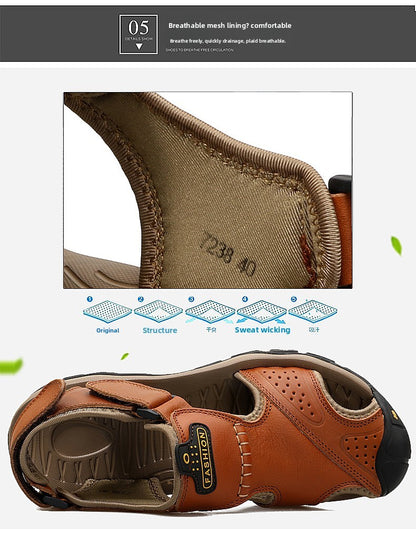 2025 Man's shoes Genuine Leather Men Sandals Summer Men's Shoes Outdoor Water Shoes Leather Sandals For Men men summer sandals
