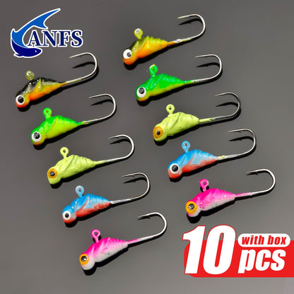 ANFS 10 peças Conjunto de Jigs para Pesca no Gelo - Perfeito para Aventuras com Panfish, Isca Legal para Pesca no Gelo
