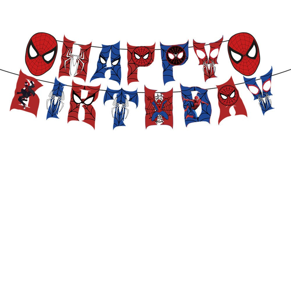 Mask Spider Hero Birthday Party Supplies Tableware Kit Plates Cups Tablecloth Backdrop Balloons Kids Party Decorations Favors
