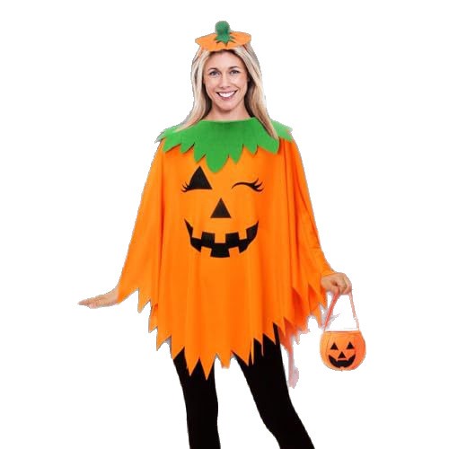 Halloween Party Adult Pumpkin unisex Costume Cloak Pumpkin Shawl Pumpkin Hat Headband Set Holiday Dress Up Cosplay
