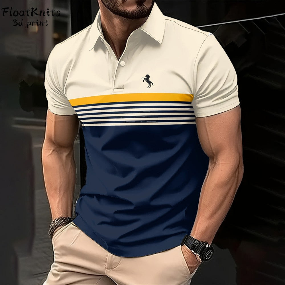 Minimalist Striped Polo Shirts for Men Business Men's Clothing Lapel Short Sleeve Tee New in Tops & Tees Summer T-Shirts for Men