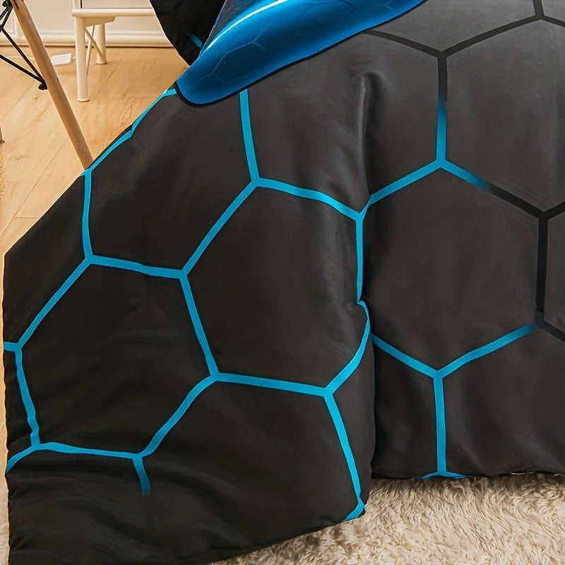 Game Console Duvet Cover Set for Boys Girls 3D Gaming Geometric Lightweight Microfiber Bedding Sets 1*Duvet Cover + 2*Pillowcase