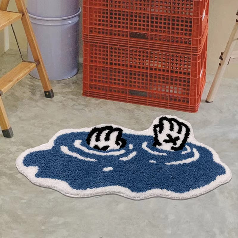 VIKAMA Puddle Handprint Fun Carpet Creative Home Absorbent Non-Slip Floor Mat Entryway Bathroom Living Room Ins Style Home Decor