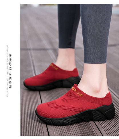 Men And Woman Sneakers Couples Slip On Half Shoes Comfortable Ankle Sock Shoes Increase Height Casual Shoes Size 35-47