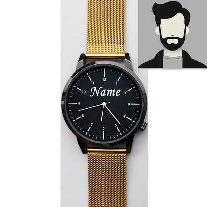 Free Personalized Engrave with Your Name Logo Text Men's Women's Mesh 3 ATM Water Resistant Wristwatch Customized Wrist Watch