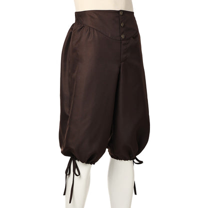 Calções de Fantasia de Pirata Calças de Pirata Calças Medievais Renascentistas Viking Cosplay com Amarração nas Costas