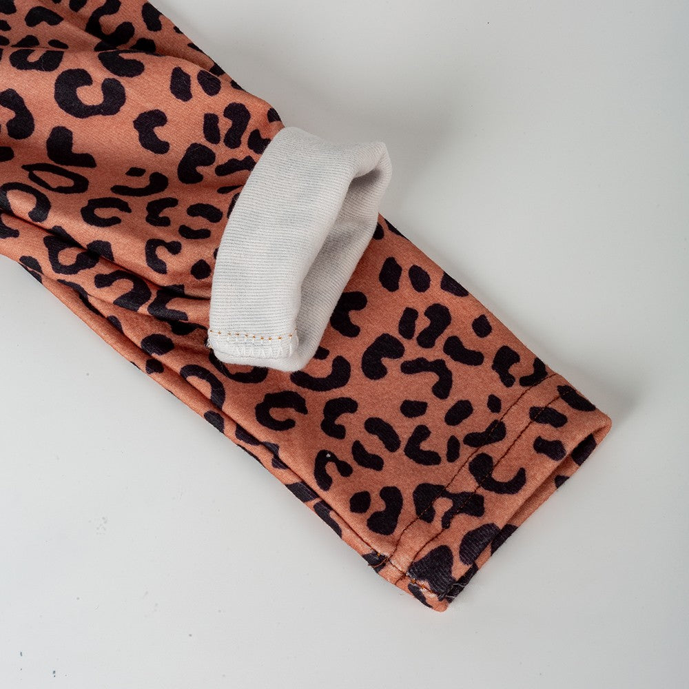 New Kids' Pajama Set Fashion Cute Leopard Print Spring Autumn Girls' Long Sleeve Long Pants Velvet Sleepwear Children's Clothing