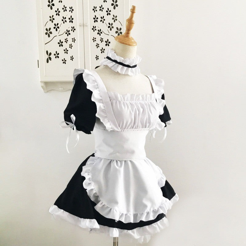 Cute Japanese Maid Outfit Sweet Lolita Cosplay Costume Black White Uniform Full Set Gothic Lace Party Halloween Stage Wear