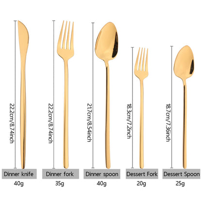 40pcs Rose Gold Dinnerware Set Mirror Fork Knife Spoon Tableware Western Stainless Steel Cutlery Set Dessert Fork Spoon Flatware