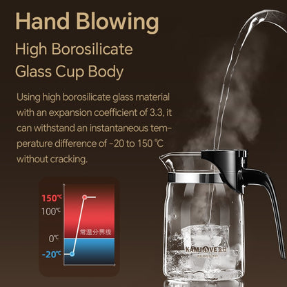Bule de Chá de Vidro Resistente ao Calor KAMJOVE 400-900ML com Filtro de Um Toque para infusões Chaleira, Bule de Chá de Vidro com Separação