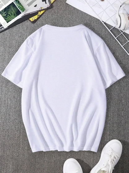 New Short Sleeved Hot Sell Mountain Peaks Printing Pure Cotton Tee Tops Round Neck White t Shirt Men Fashion Design T-Shirt