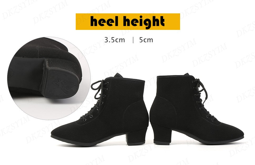 DKZSYIM New Women Ballroom Latin Dance Shoes Jazz Modern Dance Shoes Lace Up Dancing Boots Red Black Sports Dancing Sneakers