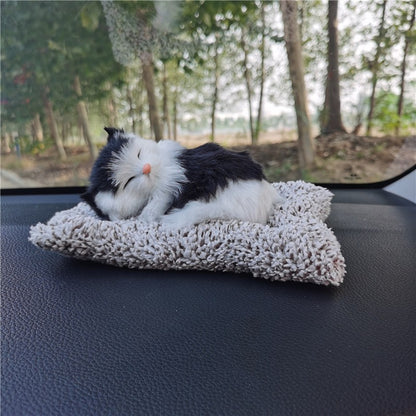Car Ornaments Cute Simulation Sleeping Cats Decoration Automobiles Lovely Plush Kittens Doll Toy Children Gifts Auto Accessories