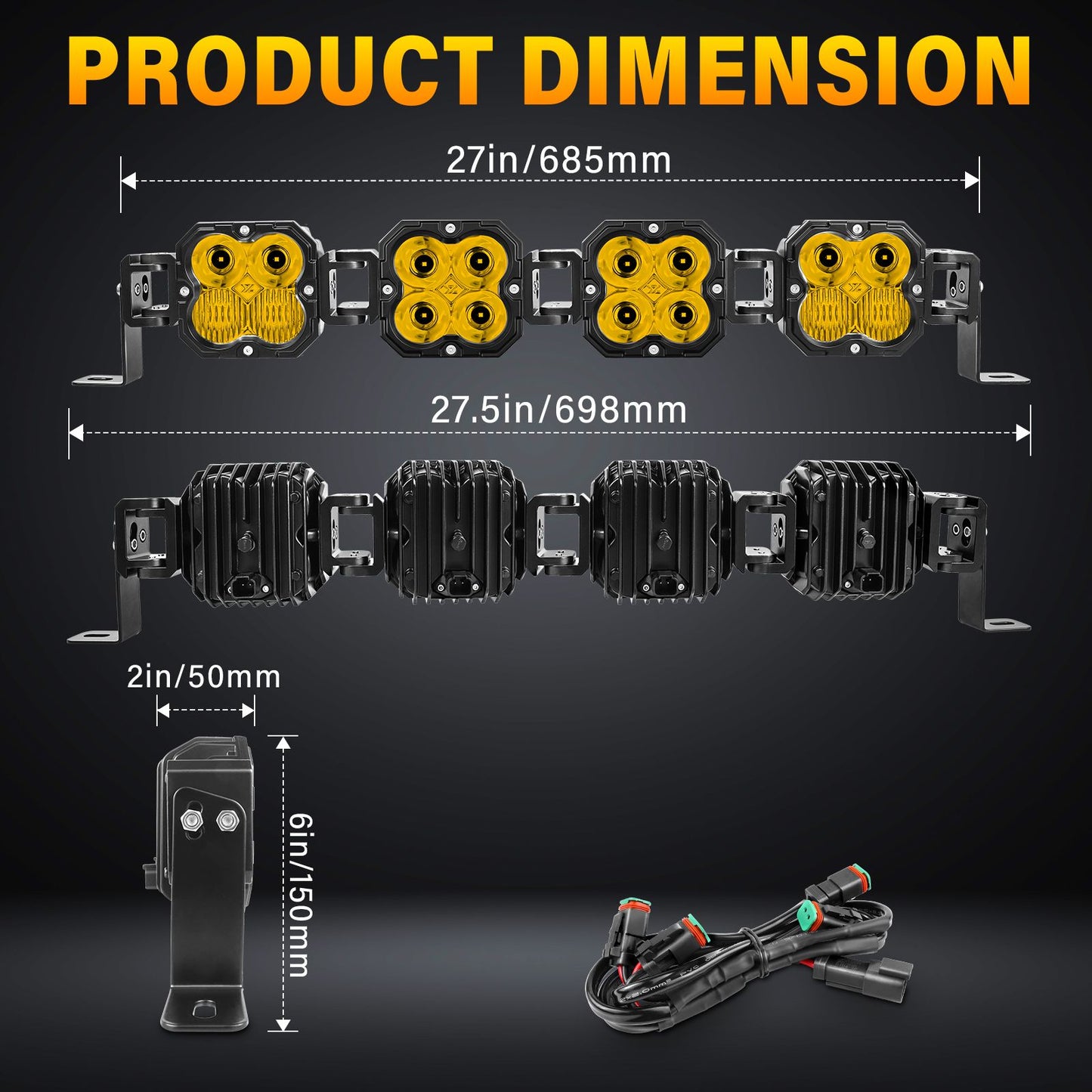 4in 30W Amer Cube LED Pod Light Spot Flood Combo Beam Work Lights,3055K/3530K Car Off-Road Driving Lamp for Truck,SUV,Motorcycle