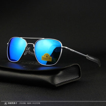 RE Sunglasses Man USA Army Military Aviation Pilot Sunglasses Woman Glass Lens Luxury Brand Retro Titanium Frame High Quality