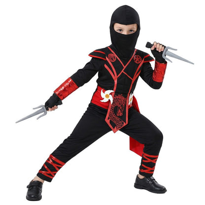 Children's Silver Dragon Ninja Costume Cartoon Masked Warrior Performance Outfit Halloween Anime Roleplay Holiday Party Costume