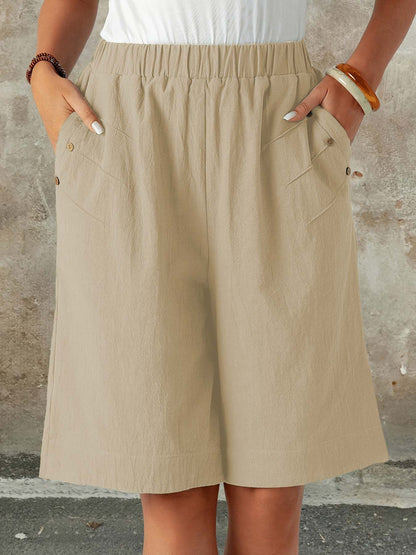 Women's 2025 Summer Shorts - High Waist 5-Inch Casual Lounge Shorts, Solid Color Straight Leg Home & Outdoor Wear