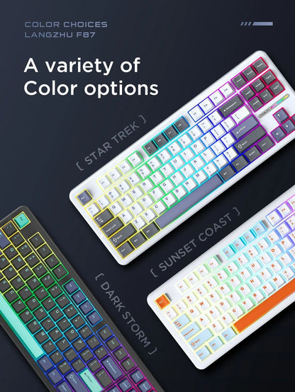 Teclado Mecânico AULA F87 Pro 2.4g/Usb/Bluetooth Tri Mode Sem Fio 87 Teclas Rgb Pbt Gasket 5 Camadas Silencioso Teclas Completas Sem Impacto