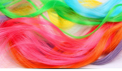 Cabelo Sintético Arco-Íris Ondulado, Extensões de Cabelo Longas, Extensões de Cabelo com um Único Clipe, Perucas Coloridas de Fibra Sintética, Cabelo Falso 20";;VERDADEIRO;;"Q33,20inches