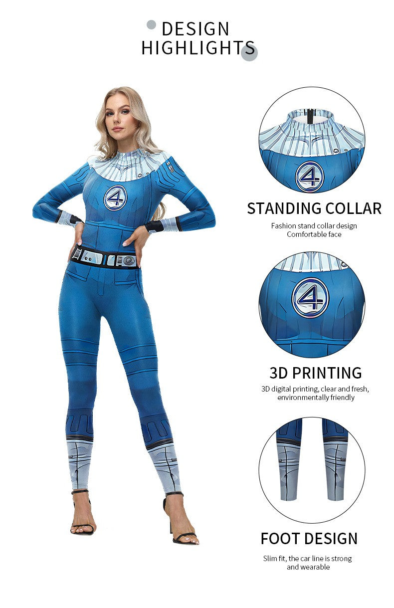 Adult Cosplay Fantastic Four Costume Halloween Party Jumpsuit for Men Women Superhero Zentai Bodysuit Rave Festival Catsuit