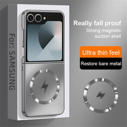 Capa de Telefone Magnética AG Fosca Luxuosa Para Magsafe Para Samsung Z Flip 7 FE 6 5 zflip 4 3 Capa Protetora de Carregamento Sem Fio