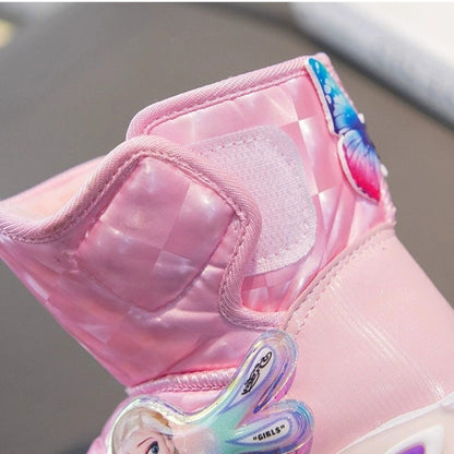 Disney Winter Children Shoes Plush Waterproof Non-Slip Girl Frozen Princess Elsa Shoes Snow Boots Fashion Warm Outdoor Boots