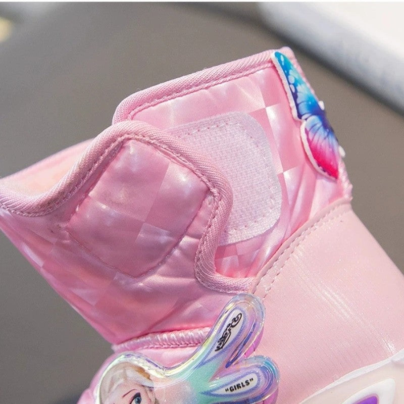 Disney Winter Children Shoes Plush Waterproof Non-Slip Girl Frozen Princess Elsa Shoes Snow Boots Fashion Warm Outdoor Boots