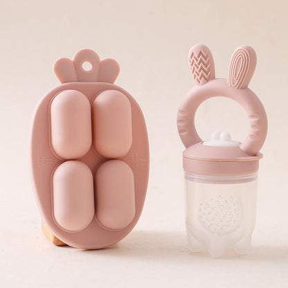 Silicone Baby Fruit Feeder With Cover Fruit Vegetable Food Supplement Bite Soother Nibbler Feeding Tableware Teething Pacifier
