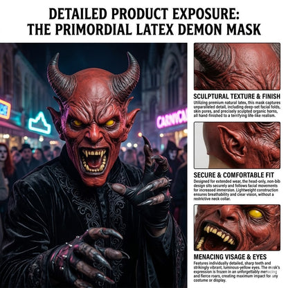 Realistic Demon Devil Mask Horror Latex Full Head Mask Scary Halloween Cosplay Costume Party Mask For Adult Carnival Horror Prop