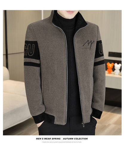 Men'S Thicken High collar Jacket Winter Warm Jackets For Men Fleece Long Sleeve Coat Man Casual Coats Men's woolen overcoat
