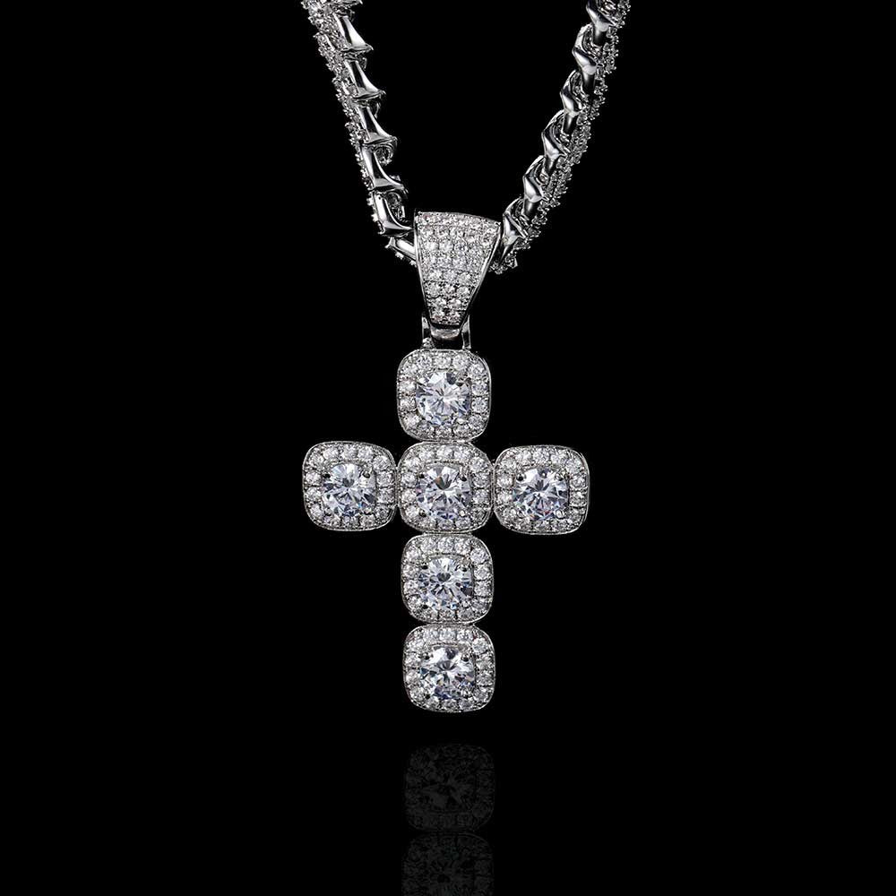 2026 Hip Hop Cross Pendant Necklace for Men 4mm Zircon Tennis Chain Ice Sparkling Necklace for Women Punk Jewelry Fashion Gift