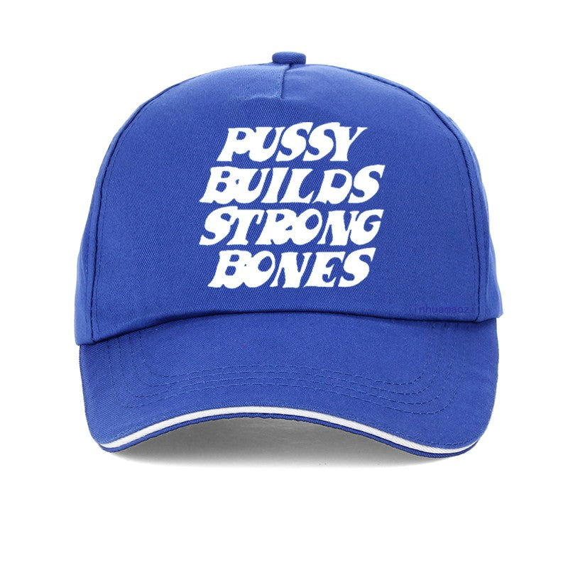 Boné Pussy Builds Strong Bones Boné de beisebol vintage Hip-Hop ajustável para homens e mulheres casual chapéus de sol de verão